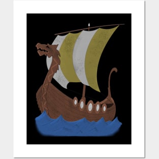 Viking Ship yellow with water Posters and Art